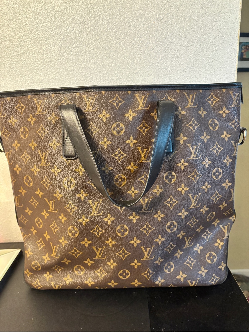 Louis Vuitton Monogram Canvas Travel Tote in Brown and Black